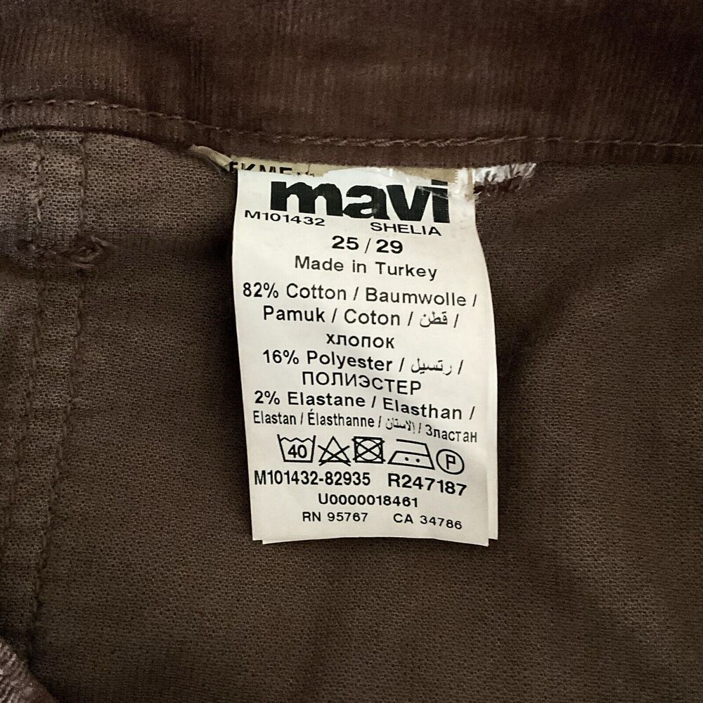Mavi Corduroy Shelia Straight Leg Raw Hem High Rise Pants Brown 25 - Picture 9 of 12